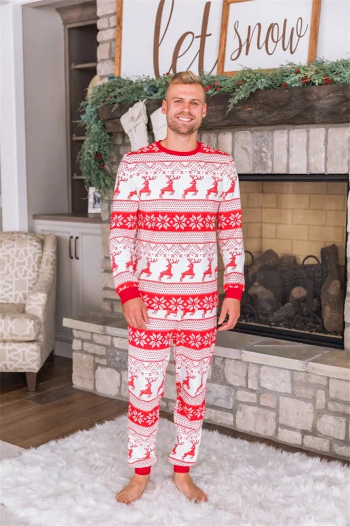 2025 Winter Christmas Look Wear All Elk Print Family Matching Outfits Mom Daughter Dad Son Pajamas Set Baby Romper Pjs Xmas Gift
