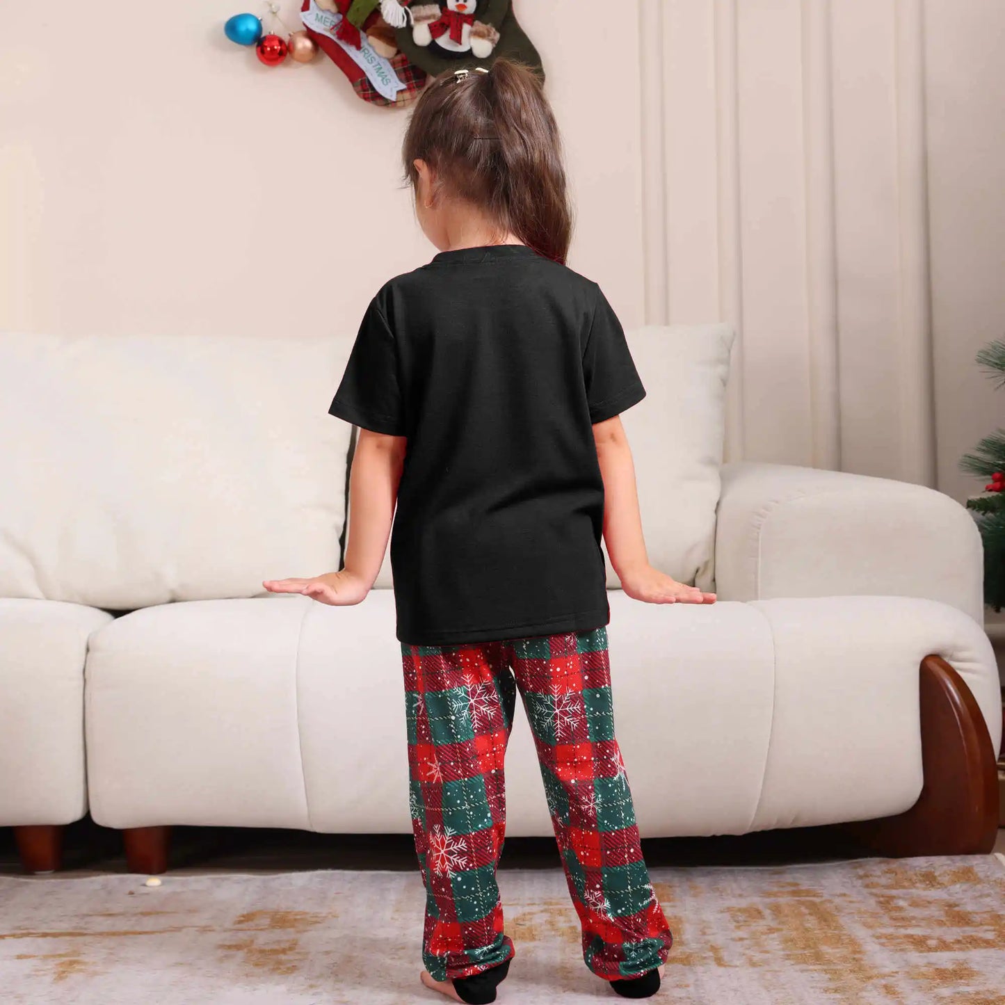 2025 Christmas Pajamas Set Short Sleeve O Neck T-Shirt+Trousers 2 Pieces Suit Family Matching Outfits Print Homewear Xmas Look