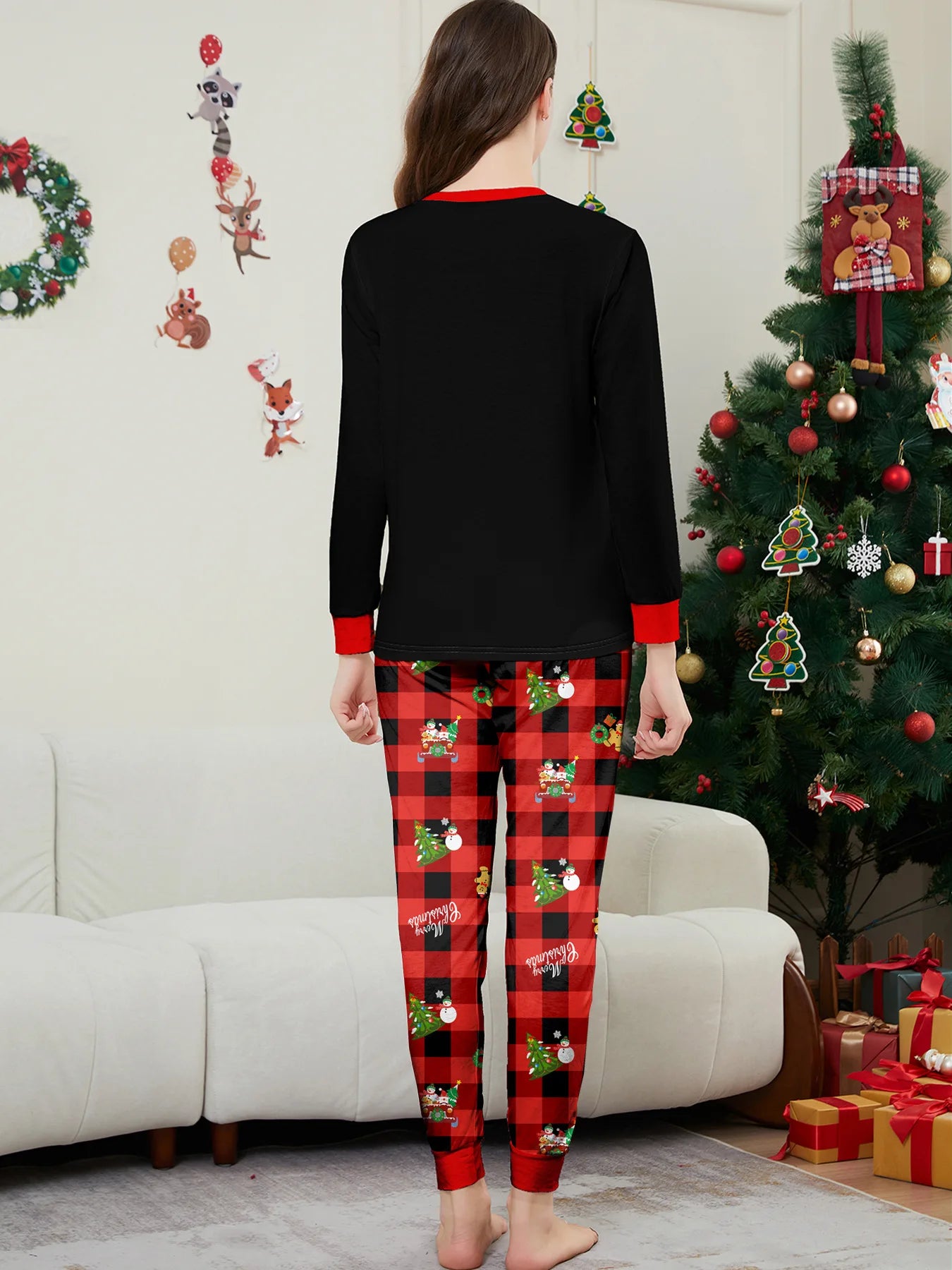 2026 New Year's Clothes Family Christmas Pajamas Set Adults Kids Matching Outfit Full Sleeve 2 Pcs Suit Baby&dog Romper Xmas Pjs