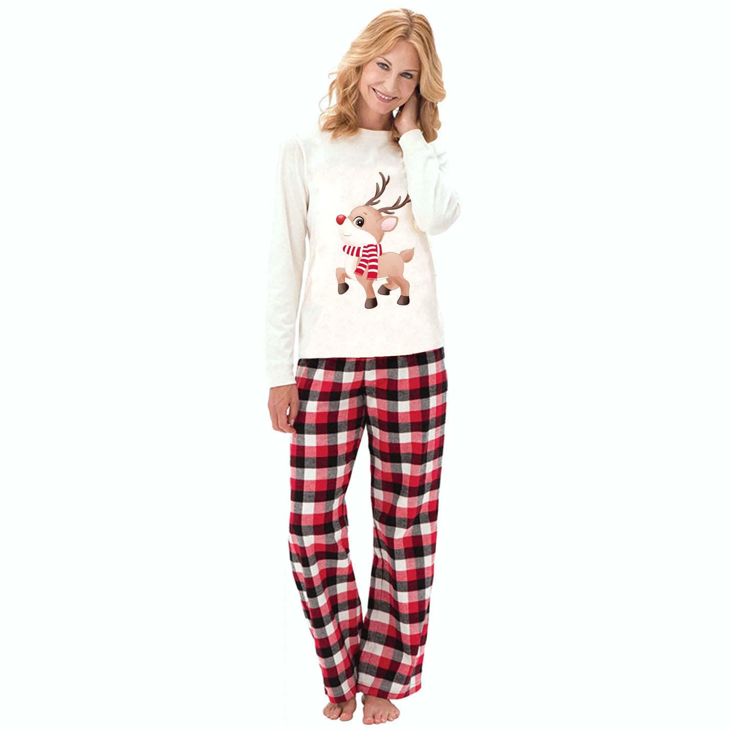 2025 New Elk Print Christmas Pajamas Mother Father Kids Matching Clothing Set Soft Loose Sleepwear Cute Xmas Family Look Pyjamas