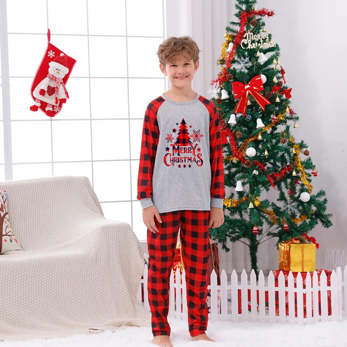 Christmas Tree Print Pjs Family Matching Outfits Boys Girls Pajamas Mother Father Kids Clothing Set Soft Loose Pijamas Xmas Look