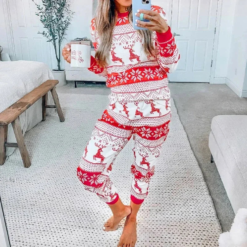 2025 Winter Christmas Look Wear All Elk Print Family Matching Outfits Mom Daughter Dad Son Pajamas Set Baby Romper Pjs Xmas Gift