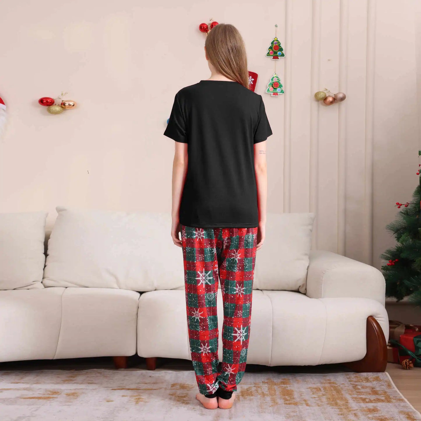 2025 Christmas Pajamas Set Short Sleeve O Neck T-Shirt+Trousers 2 Pieces Suit Family Matching Outfits Print Homewear Xmas Look