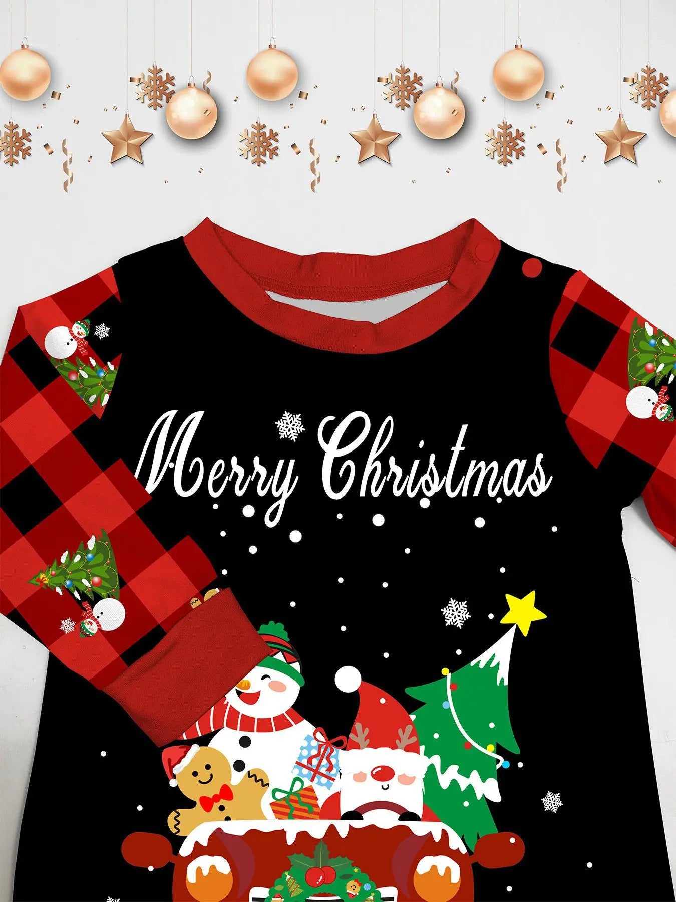 2026 New Year's Clothes Family Christmas Pajamas Set Adults Kids Matching Outfit Full Sleeve 2 Pcs Suit Baby&dog Romper Xmas Pjs