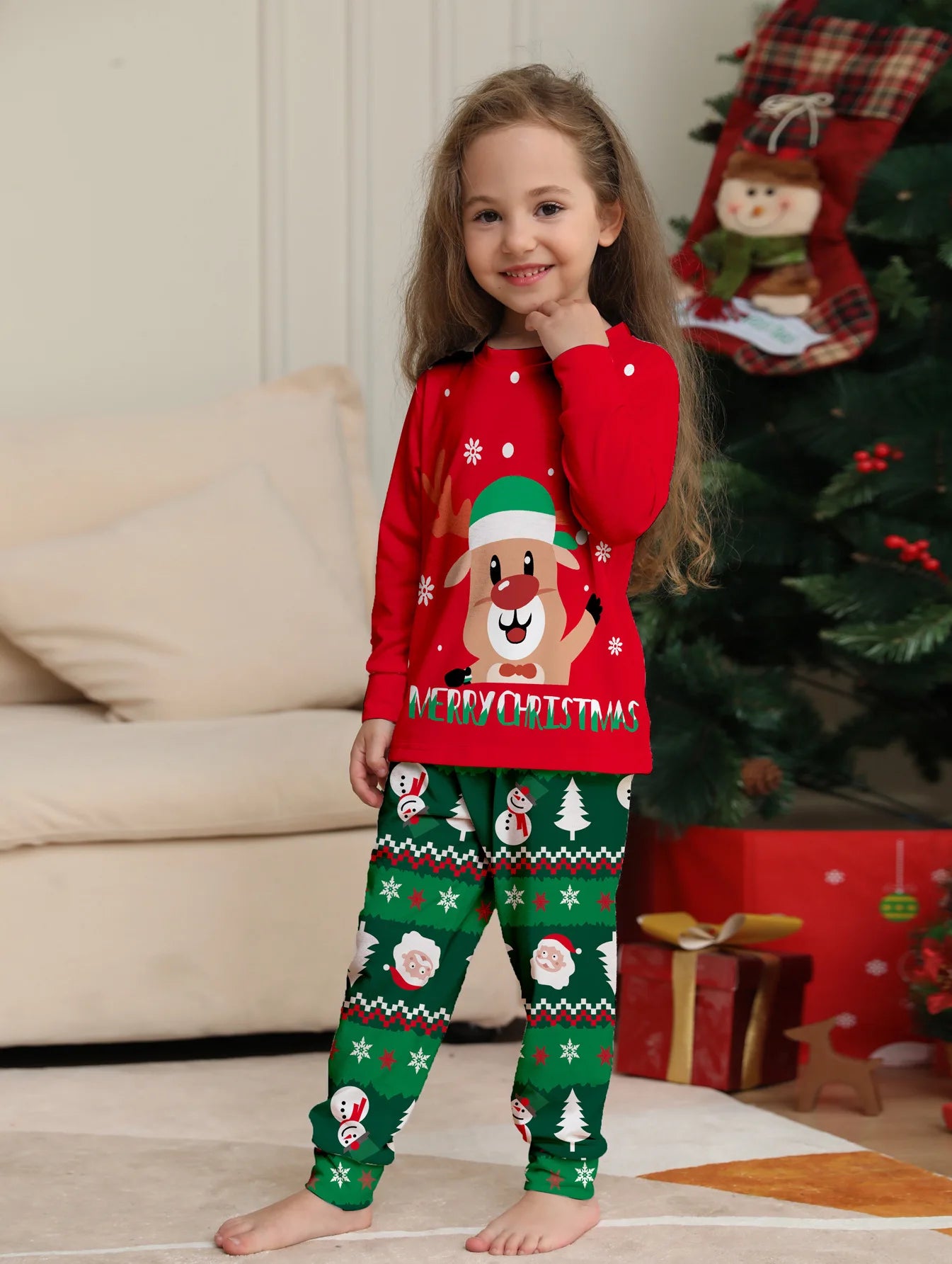 2025 Christmas Family Matching Pajamas Set Adults Kids New Year's Costumes Elk Print Full Sleeve 2 Pcs Suit Sleepwear Xmas Look