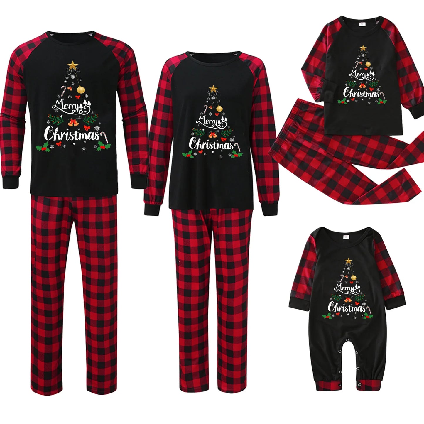 2025 New Family Matching Outfits Merry Christmas Print Adults Kids 2 Pieces Pajamas Set Soft Loose Sleepwear Xmas Look Pyjamas