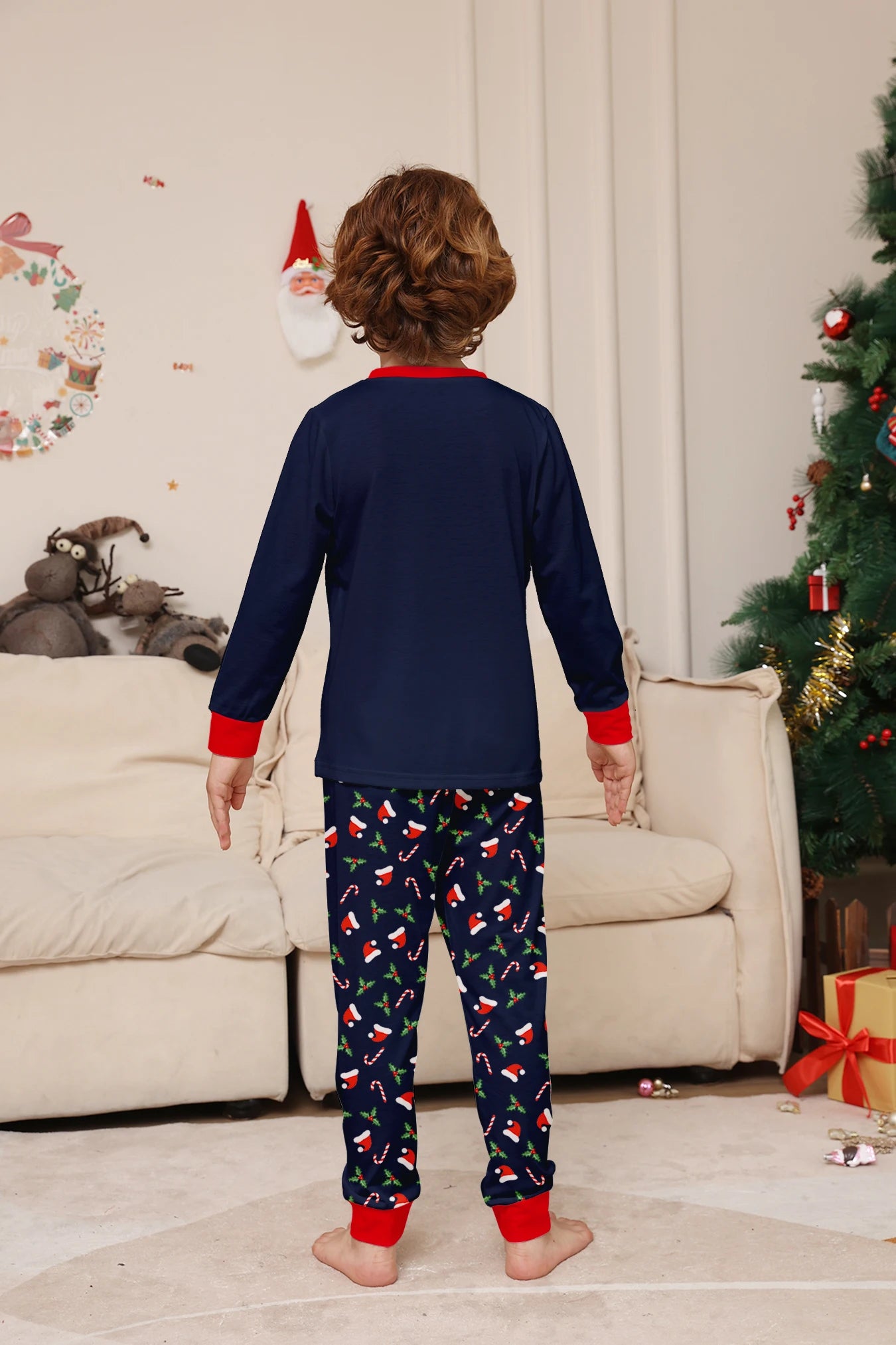 Merry Christmas Print Pajamas Set Mom Dad Kids Matching Outfits Clothing Sets Baby Romper Pjs Soft Warm Xmas Family Look Pyjamas