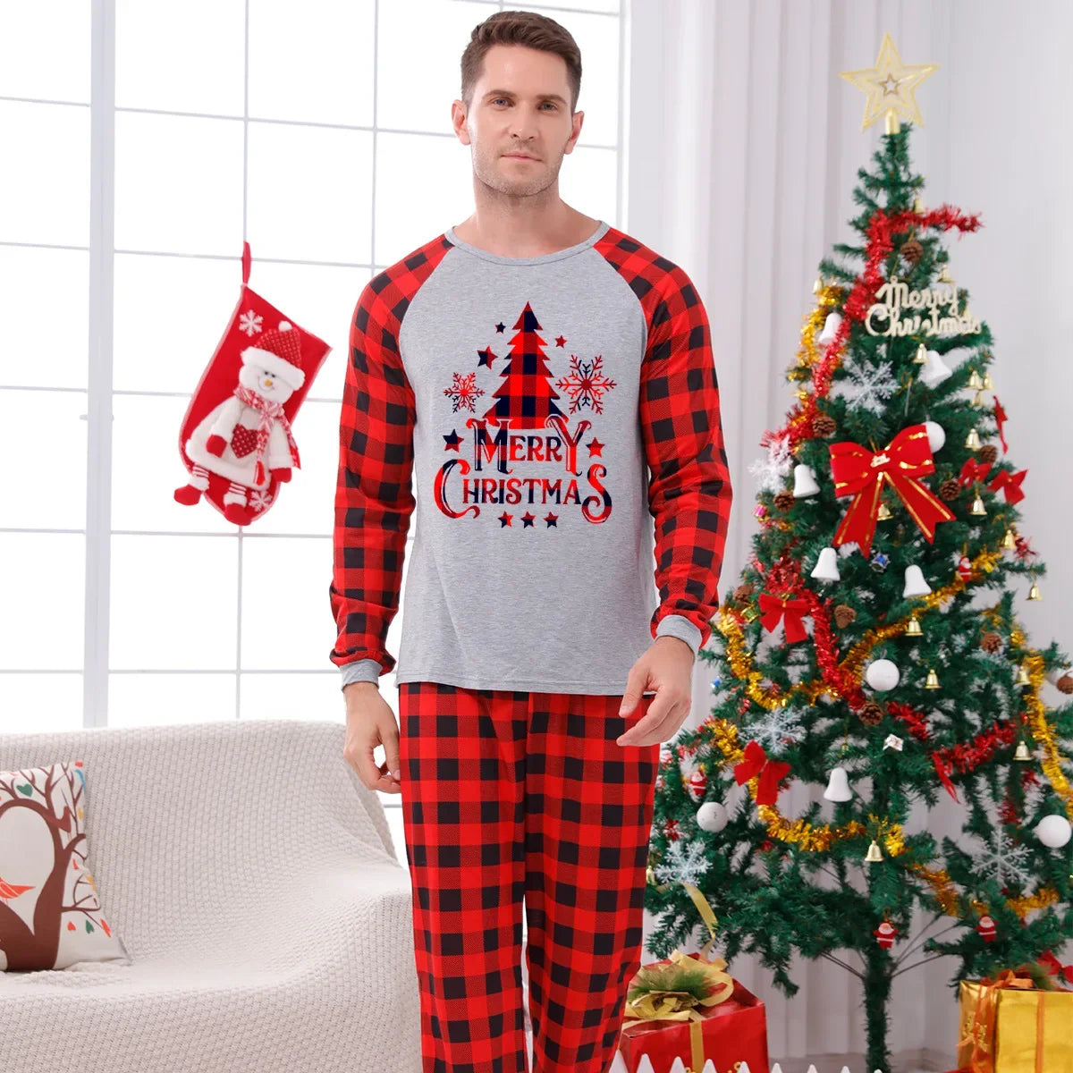 Christmas Tree Print Pjs Family Matching Outfits Boys Girls Pajamas Mother Father Kids Clothing Set Soft Loose Pijamas Xmas Look