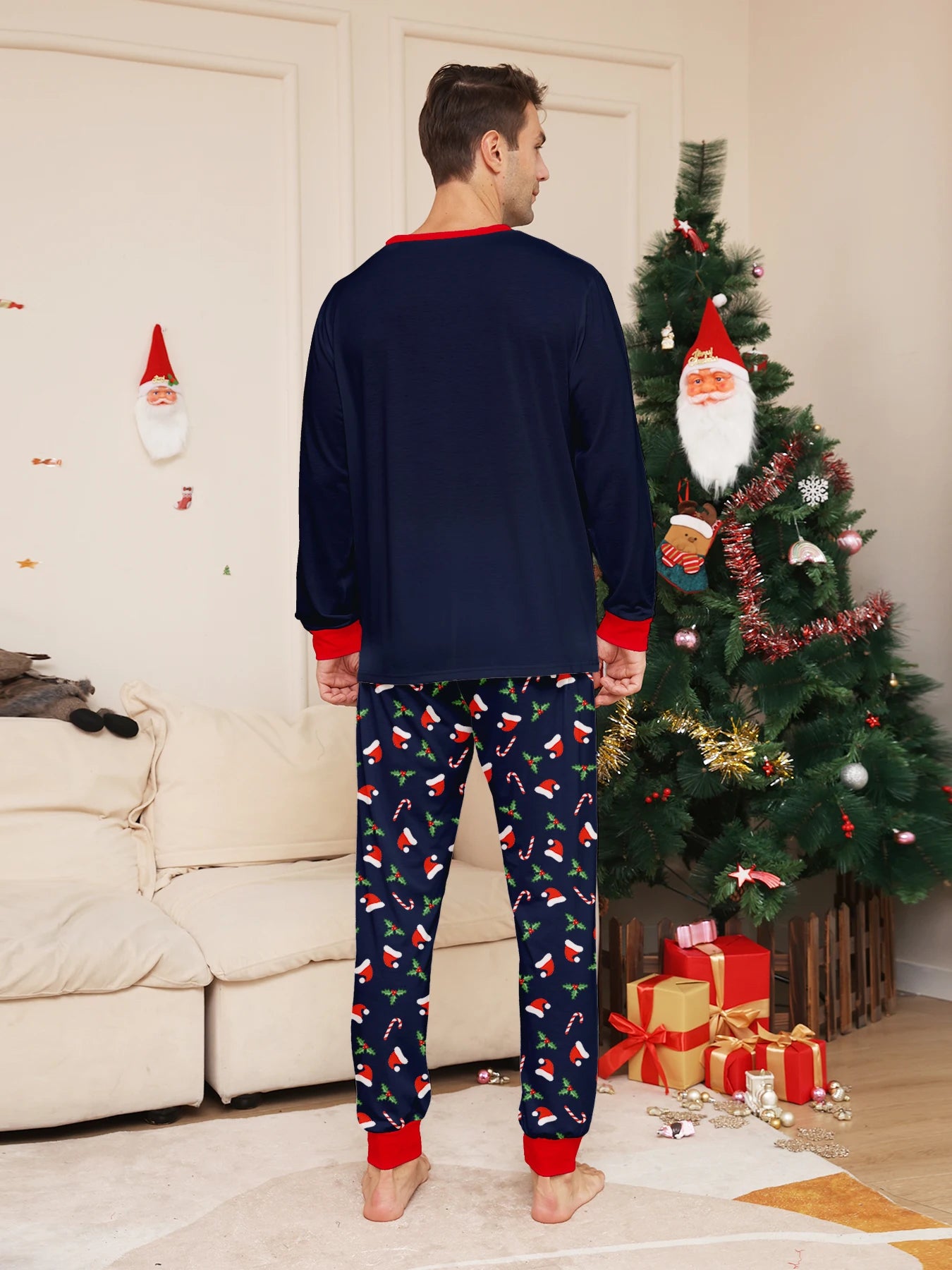 Merry Christmas Print Pajamas Set Mom Dad Kids Matching Outfits Clothing Sets Baby Romper Pjs Soft Warm Xmas Family Look Pyjamas