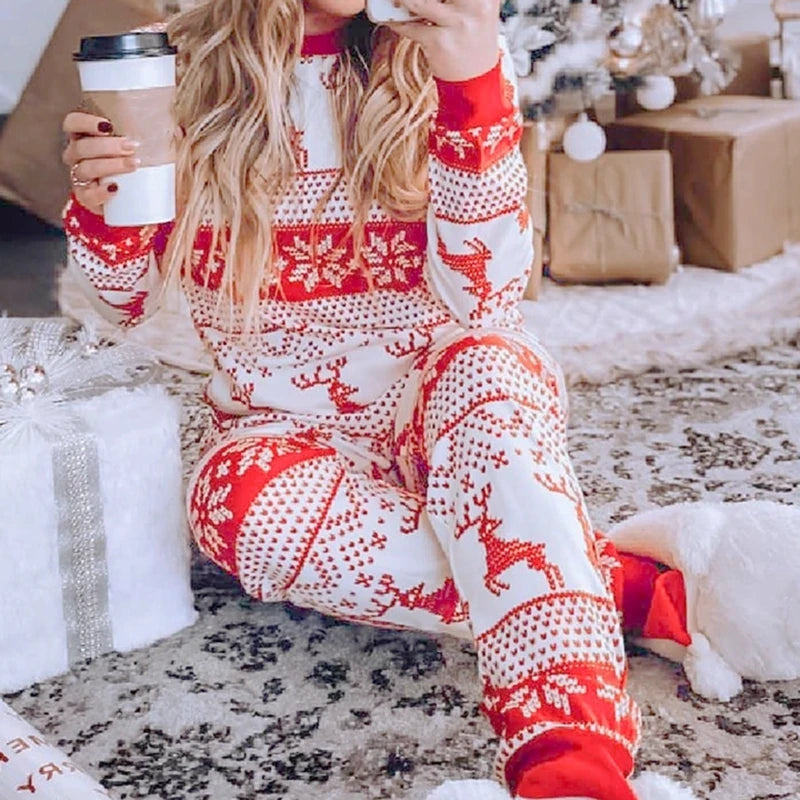 2025 Winter Christmas Look Wear All Elk Print Family Matching Outfits Mom Daughter Dad Son Pajamas Set Baby Romper Pjs Xmas Gift