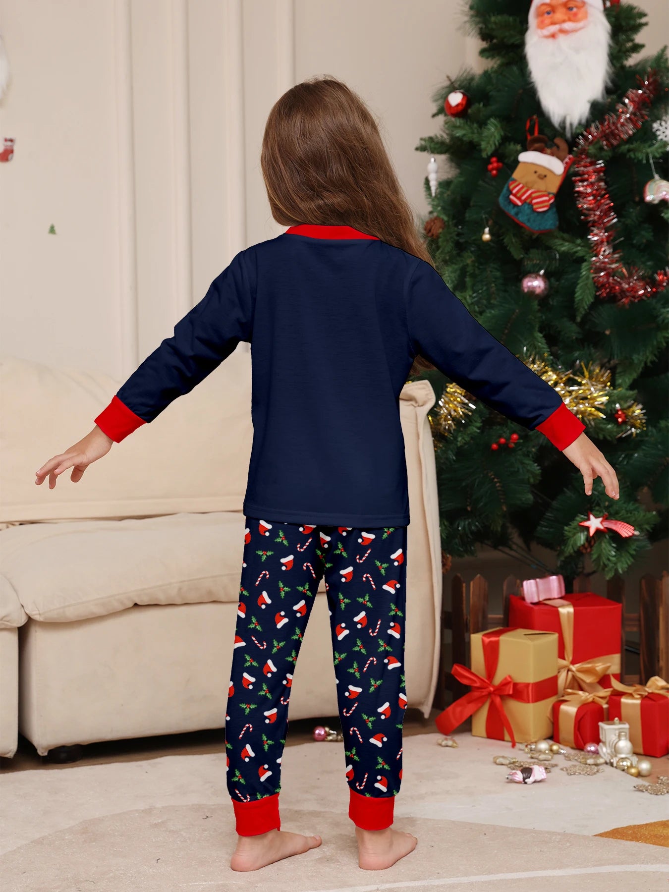 Merry Christmas Print Pajamas Set Mom Dad Kids Matching Outfits Clothing Sets Baby Romper Pjs Soft Warm Xmas Family Look Pyjamas