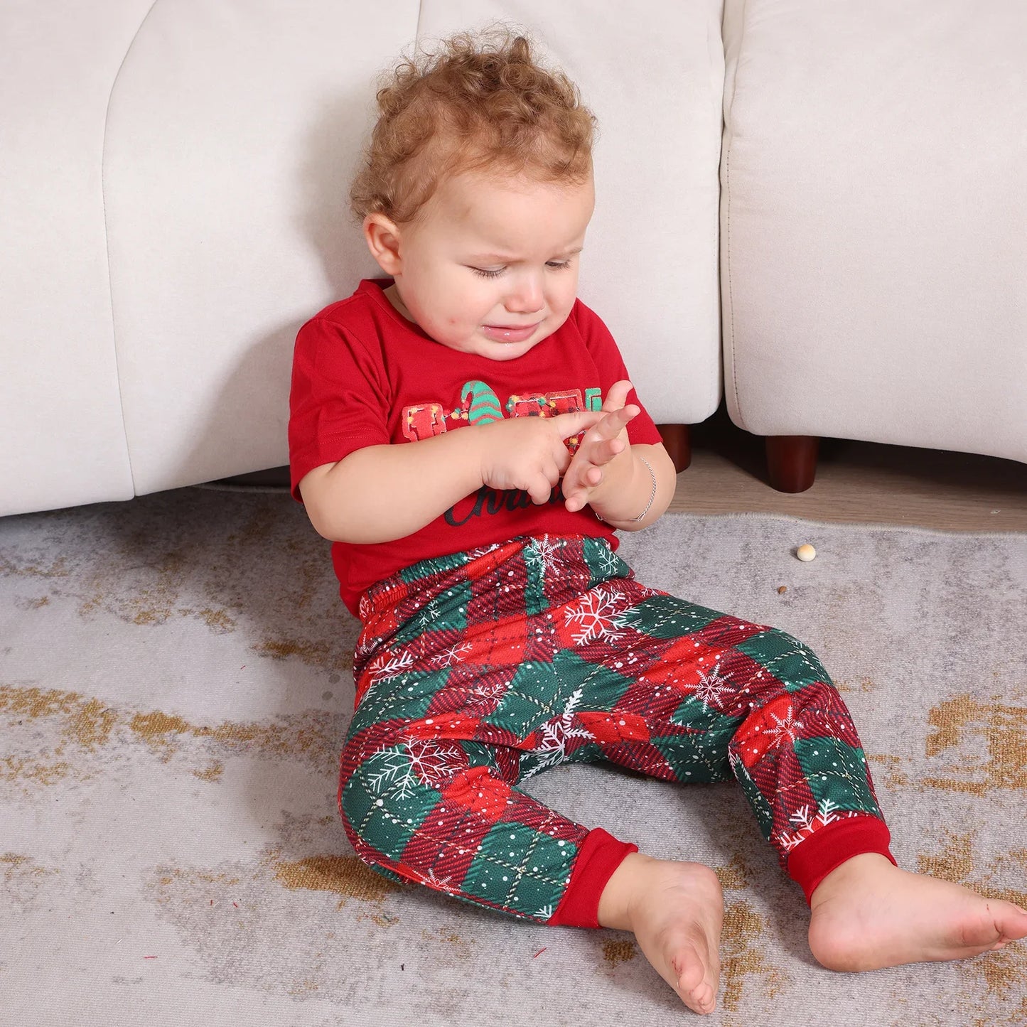 2025 Christmas Pajamas Set Short Sleeve O Neck T-Shirt+Trousers 2 Pieces Suit Family Matching Outfits Print Homewear Xmas Look
