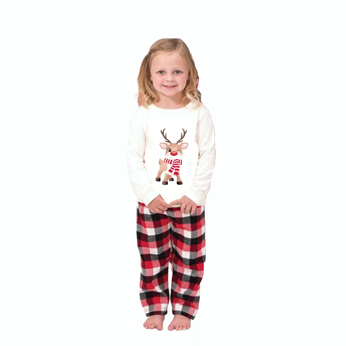 2025 New Elk Print Christmas Pajamas Mother Father Kids Matching Clothing Set Soft Loose Sleepwear Cute Xmas Family Look Pyjamas
