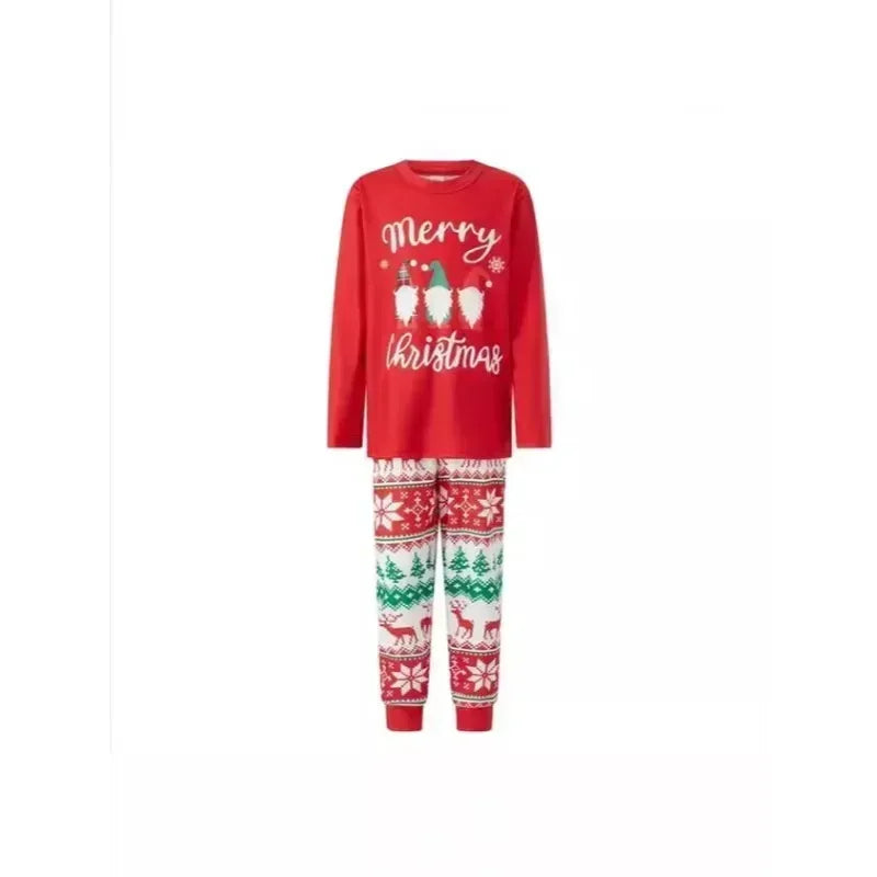 2025 Family Matching Pajamas Cartoon Print Adults Kids Christmas Clothing Set.