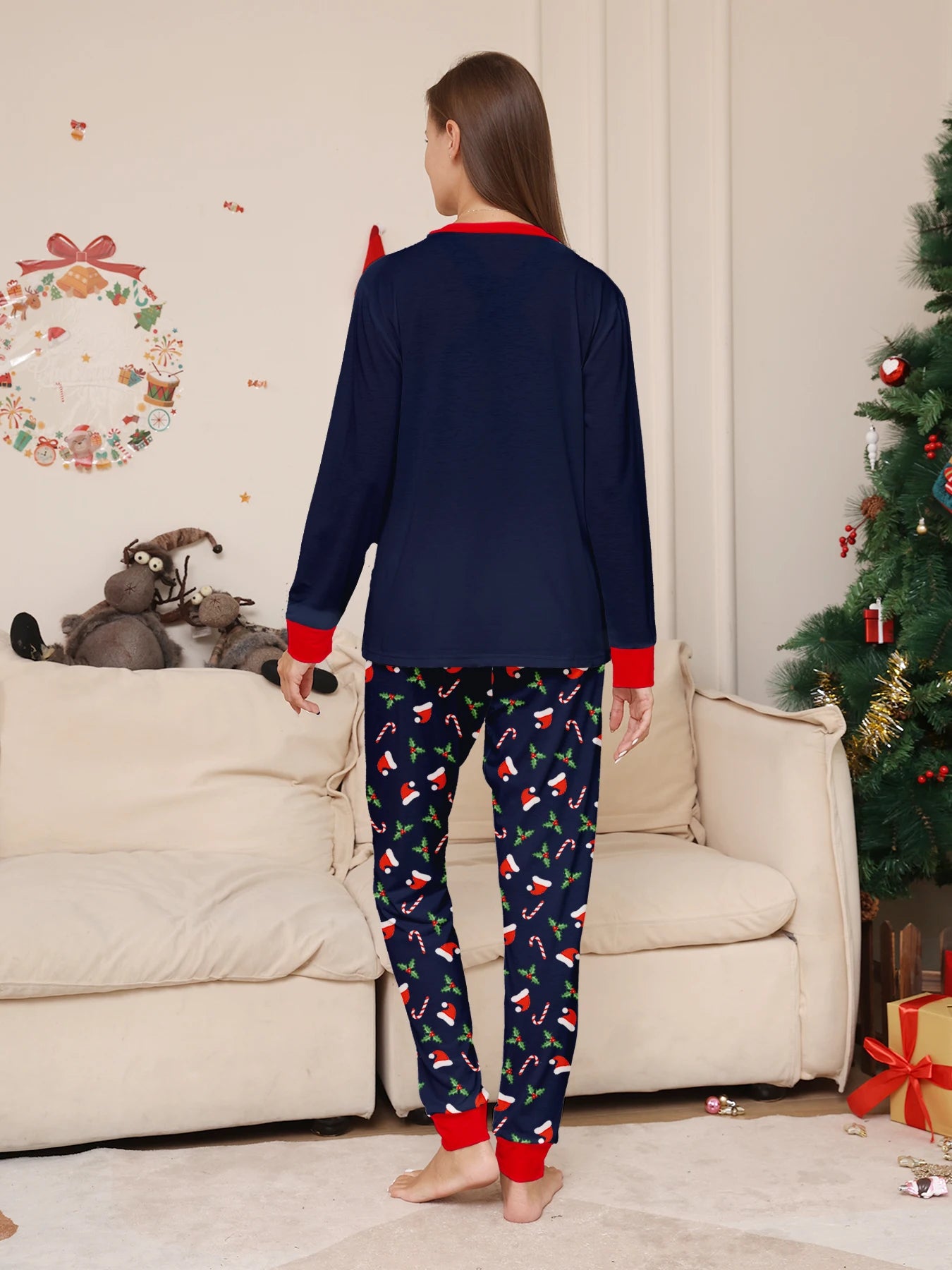 Merry Christmas Print Pajamas Set Mom Dad Kids Matching Outfits Clothing Sets Baby Romper Pjs Soft Warm Xmas Family Look Pyjamas