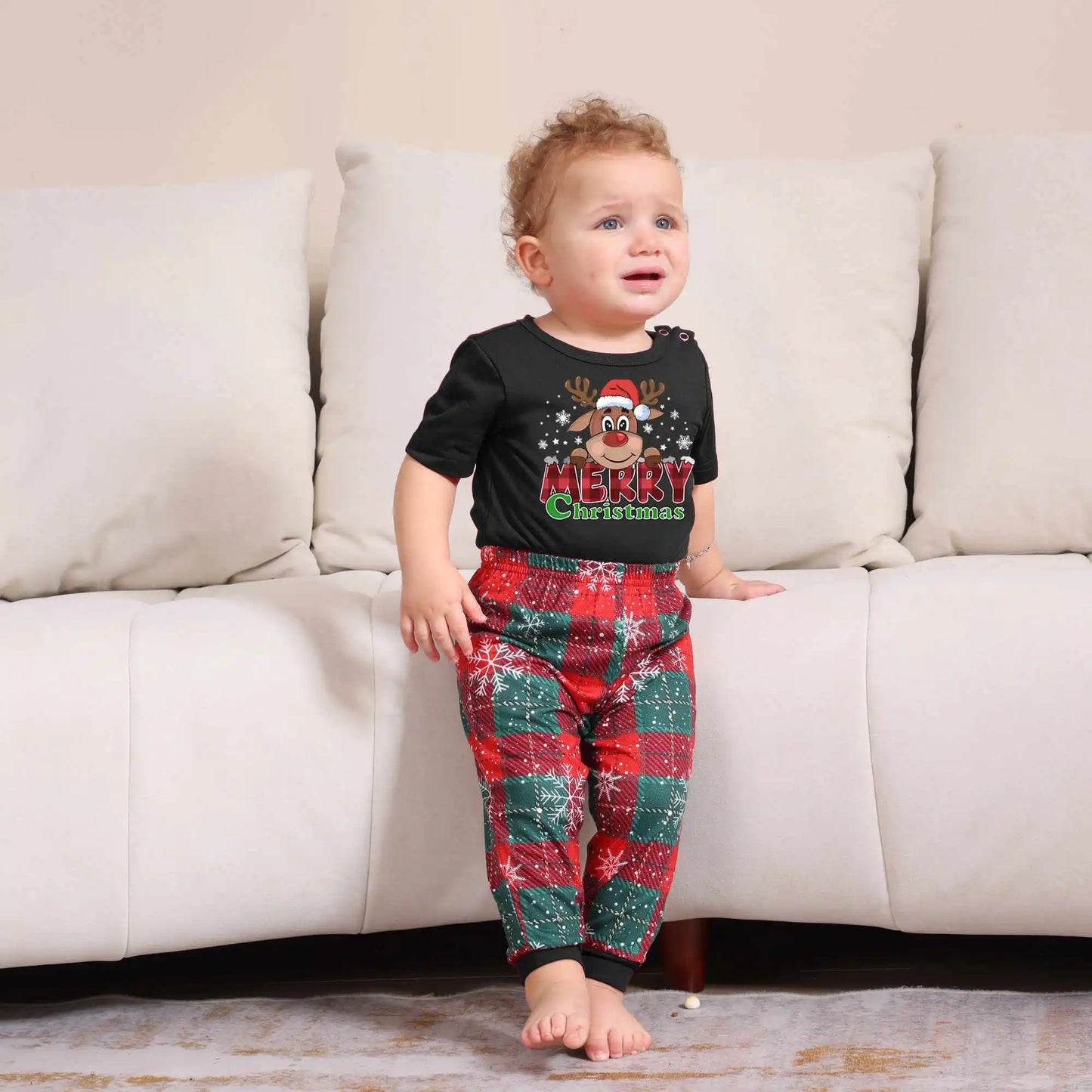 2025 Christmas Pajamas Set Short Sleeve O Neck T-Shirt+Trousers 2 Pieces Suit Family Matching Outfits Print Homewear Xmas Look