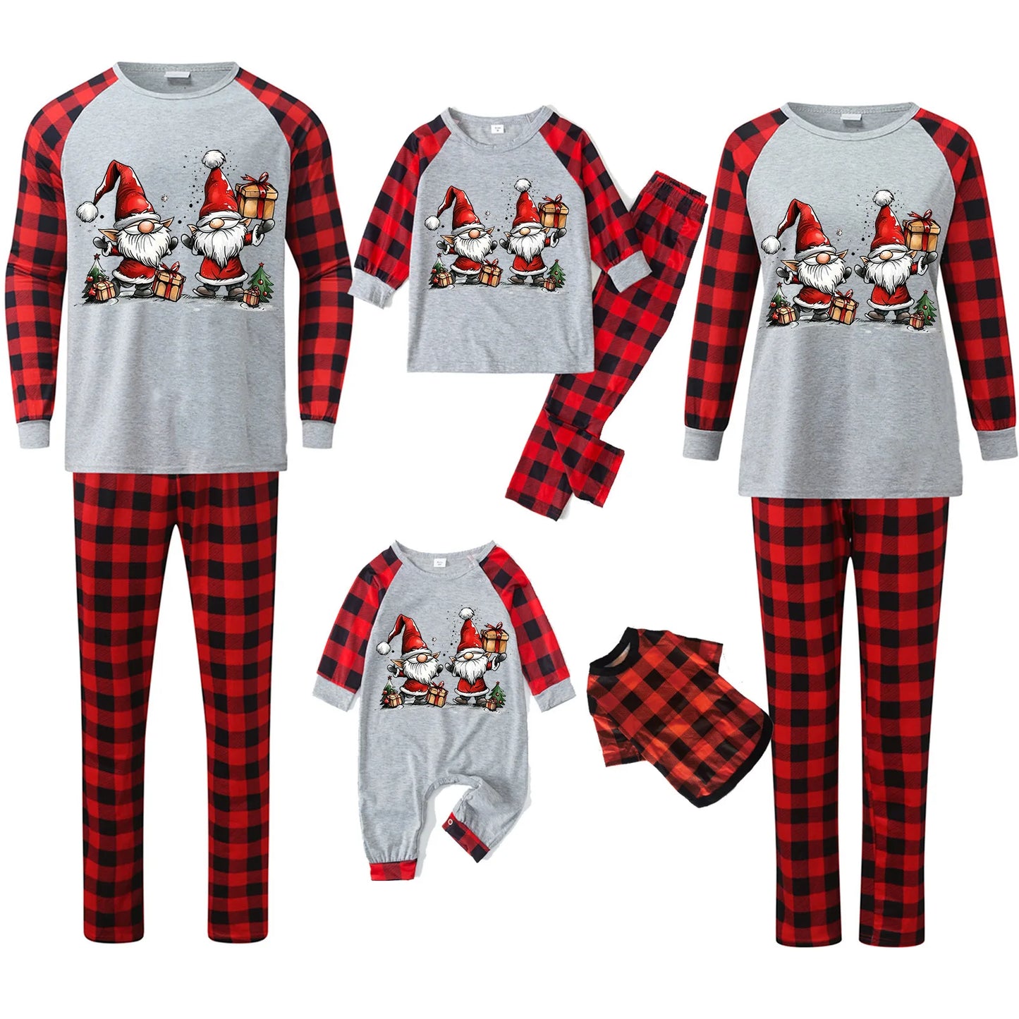 2025 New Santa Claus Print Christmas Matching Pajamas Set for Family Full Sleeve Two Pieces Suit Baby Romper Xmas Look Pyjamas