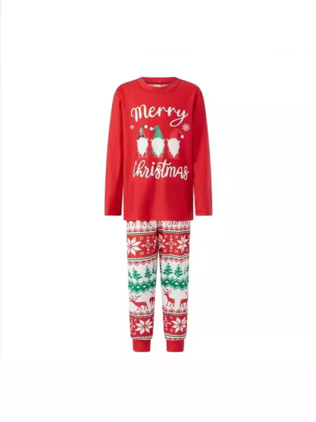 2025 Family Matching Pajamas Cartoon Print Adults Kids Christmas Clothing Set.