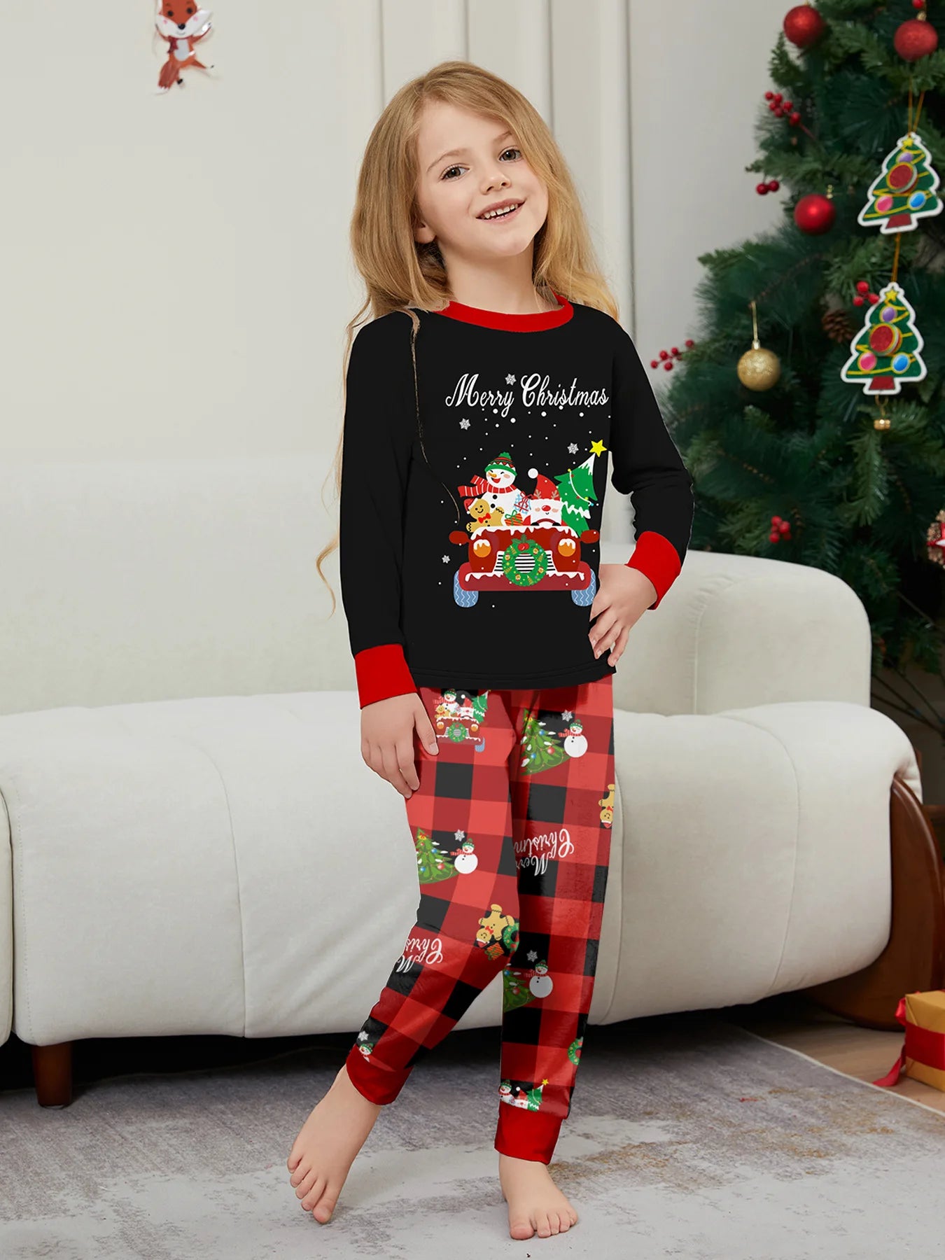 2026 New Year's Clothes Family Christmas Pajamas Set Adults Kids Matching Outfit Full Sleeve 2 Pcs Suit Baby&dog Romper Xmas Pjs