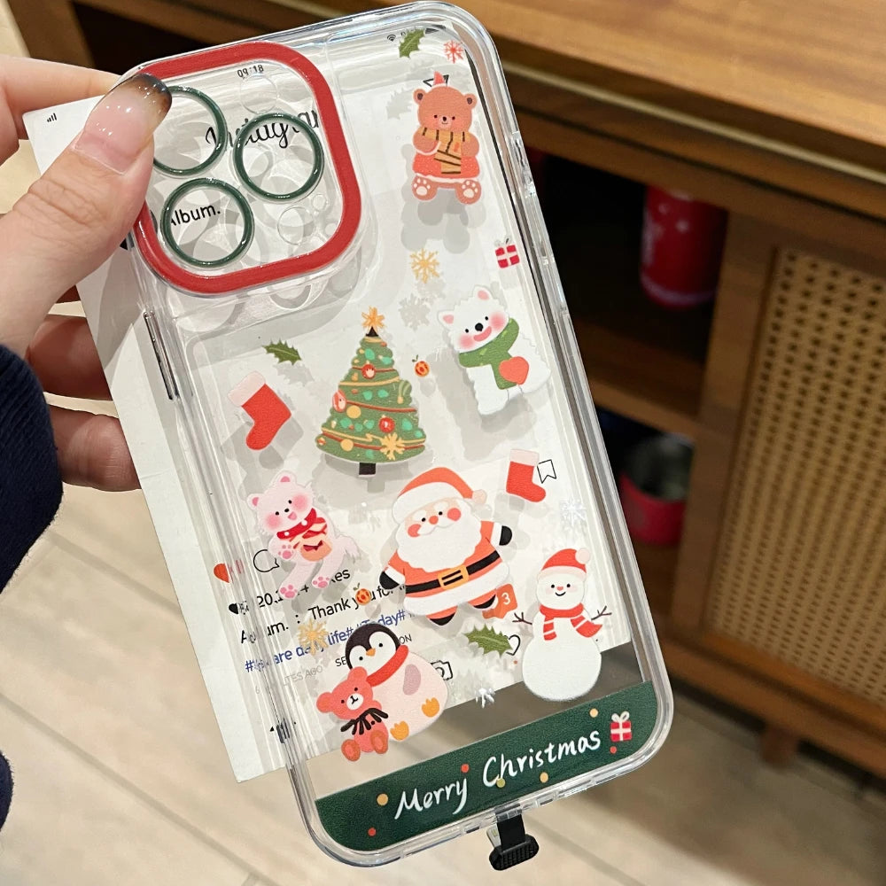 Christmas Elk Snowman Santa Claus Phone Case For iPhone 11 12 13 14 15 16 17 Pro Max Air Plus Cover