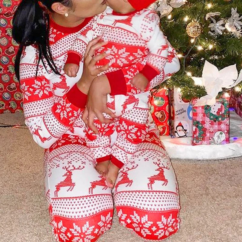 2025 Winter Christmas Look Wear All Elk Print Family Matching Outfits Mom Daughter Dad Son Pajamas Set Baby Romper Pjs Xmas Gift