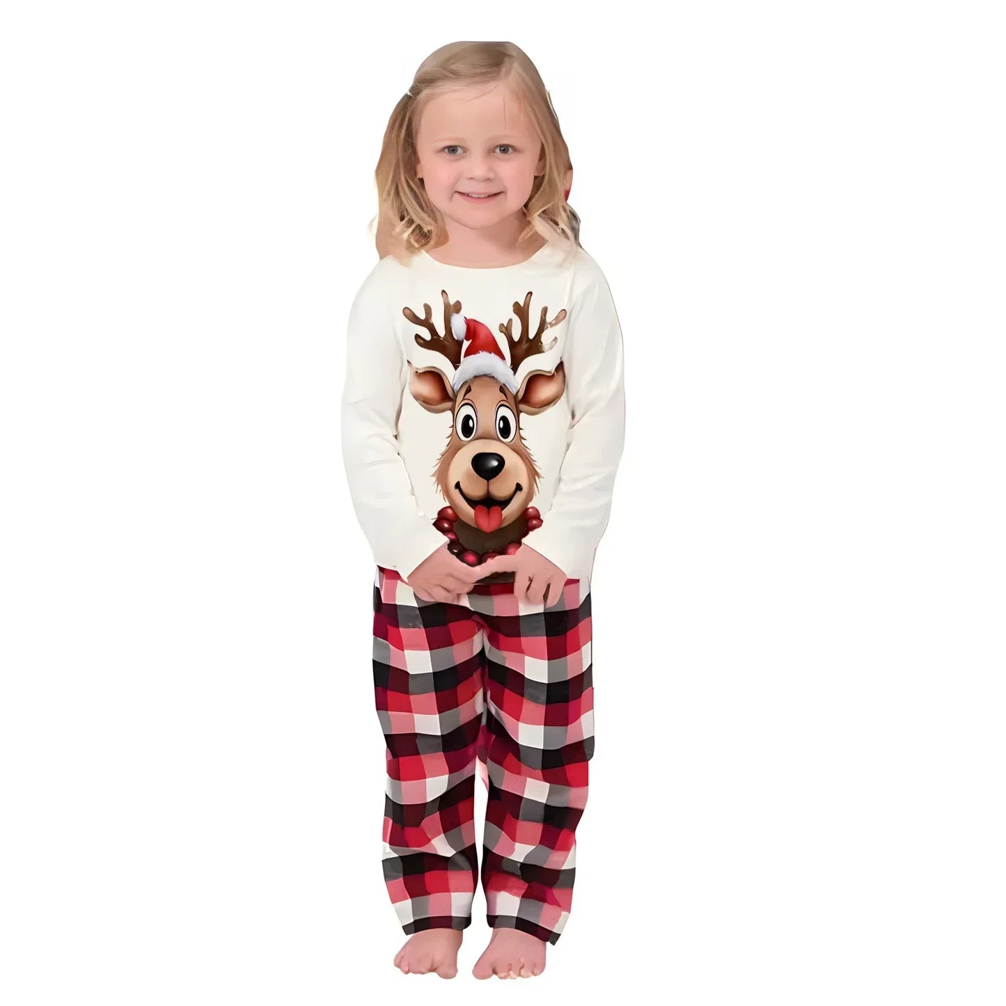 Christmas Look Elk Print Pajamas Set Adults Kids Matching Clothes Cute Soft 2 Pcs Suit