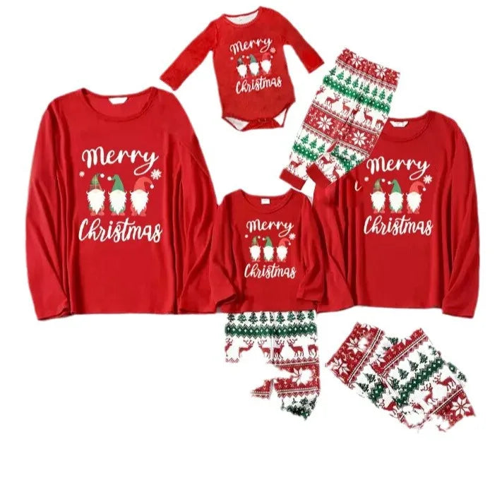 2025 Family Matching Pajamas Cartoon Print Adults Kids Christmas Clothing Set.