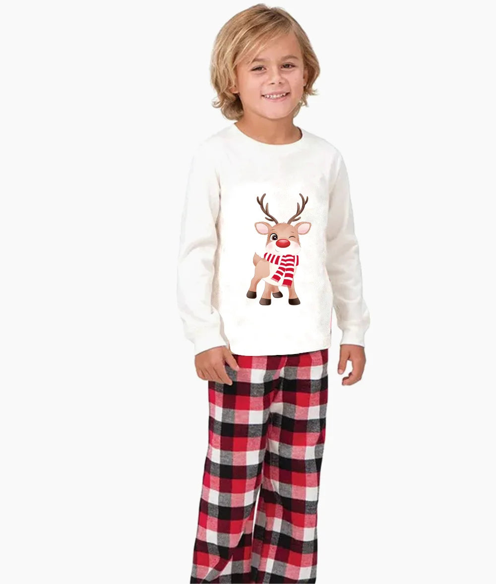 2025 New Elk Print Christmas Pajamas Mother Father Kids Matching Clothing Set Soft Loose Sleepwear Cute Xmas Family Look Pyjamas