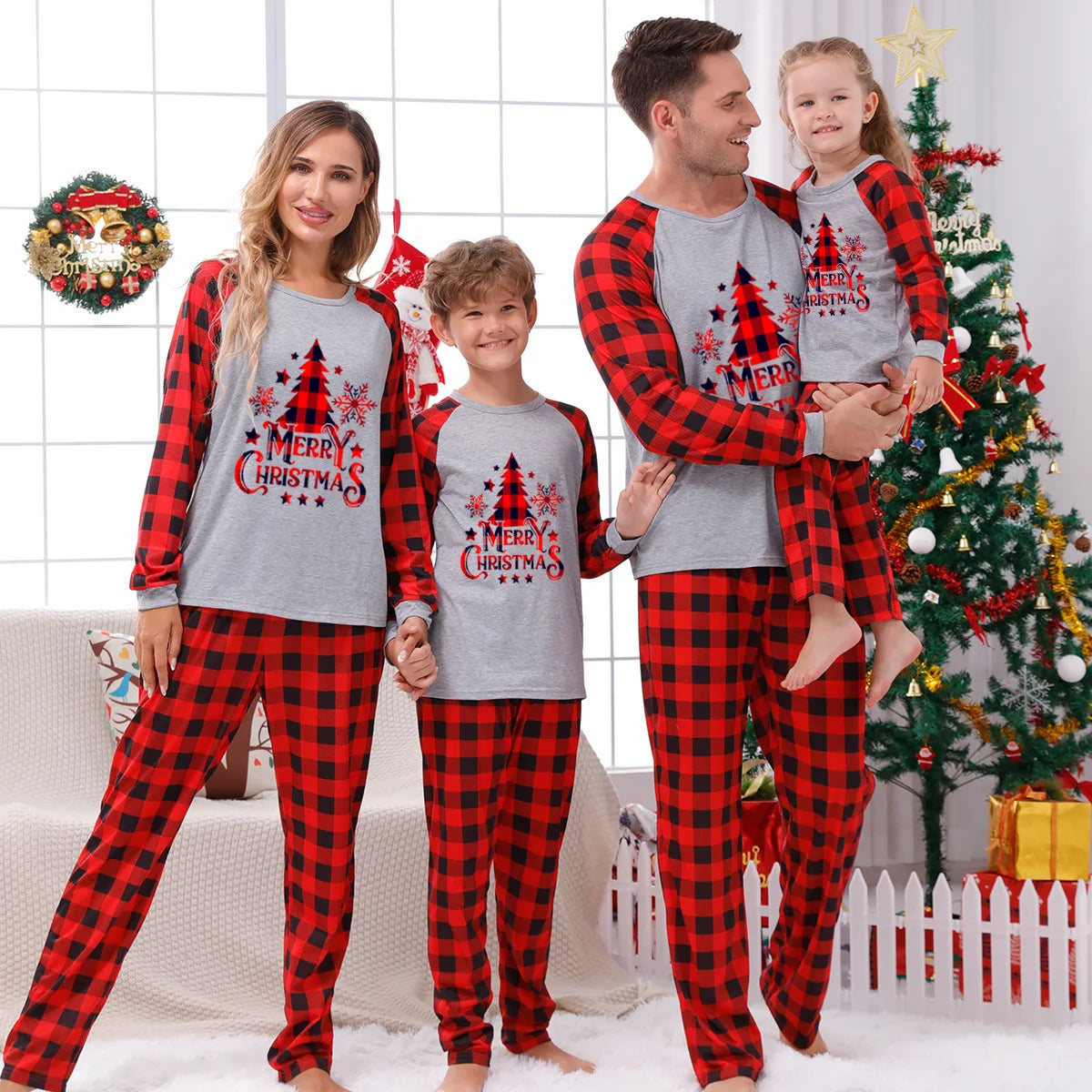 Christmas Tree Print Pjs Family Matching Outfits Boys Girls Pajamas Mother Father Kids Clothing Set Soft Loose Pijamas Xmas Look