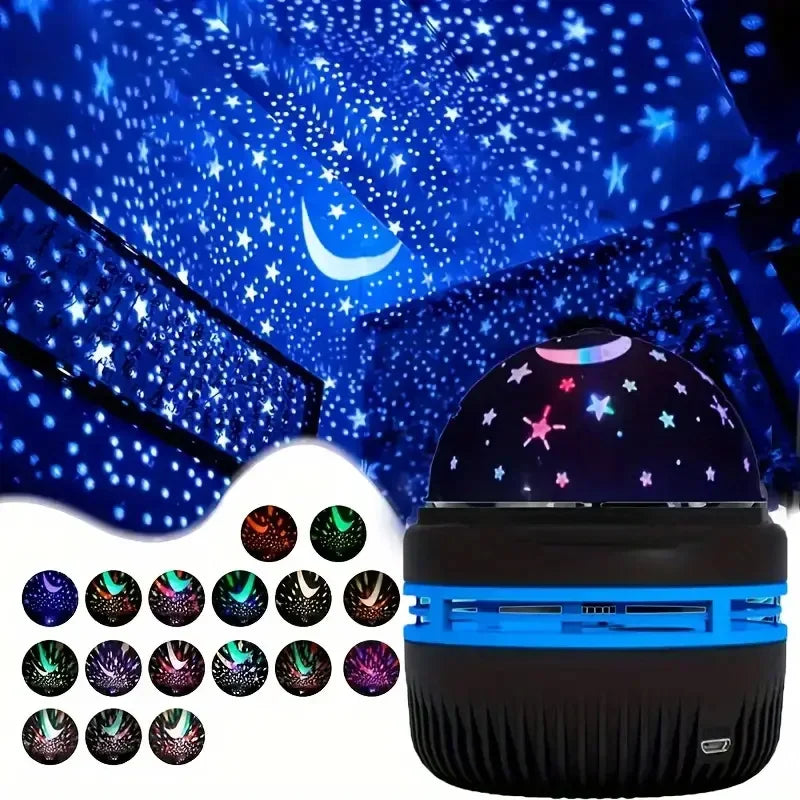 Night Lights USB Rotating Projector Lamp Magic Ball Moon Star Christmas Lights Home Room Atmosphere Decorations