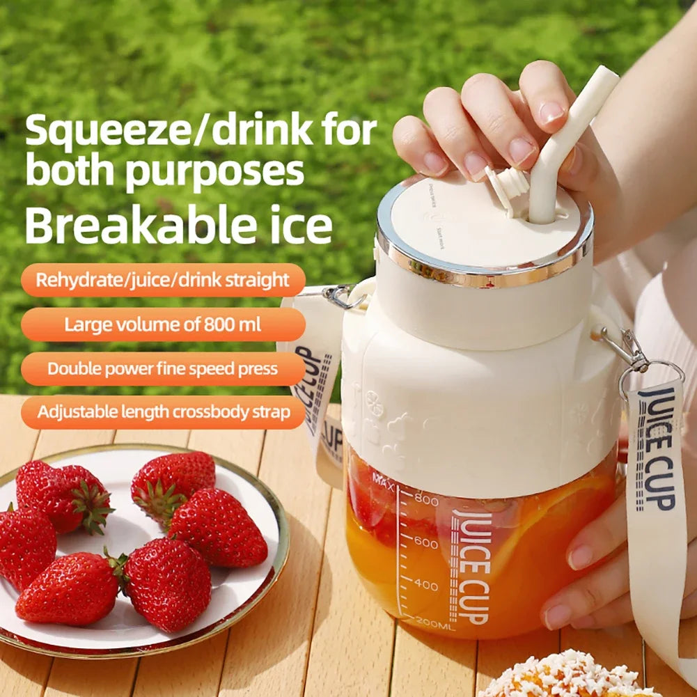 Wireless Portable Juicing Bucket Electric 800ml Sports Cup Fresh Fruit Juicer With Large Capacity and 10 Stainless Steel Blades