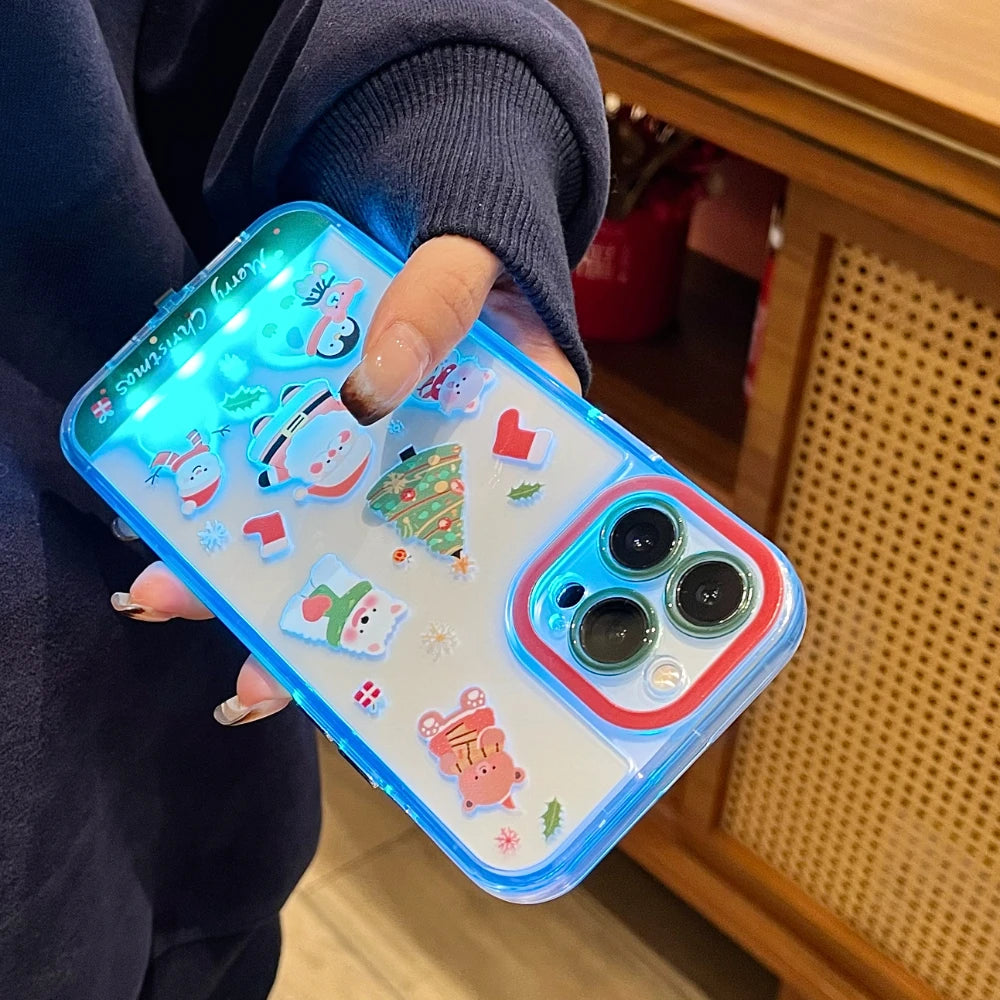 Christmas Elk Snowman Santa Claus Phone Case For iPhone 11 12 13 14 15 16 17 Pro Max Air Plus Cover