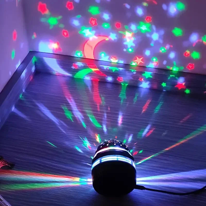 Night Lights USB Rotating Projector Lamp Magic Ball Moon Star Christmas Lights Home Room Atmosphere Decorations