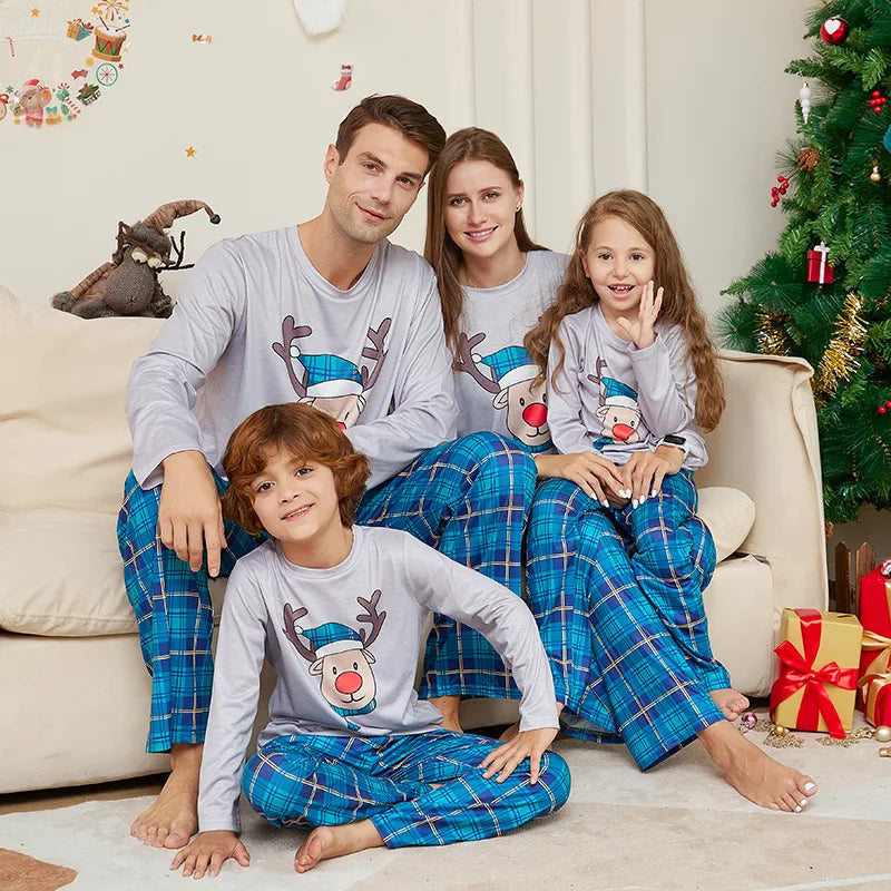 Xmas Gift Mom Daughter Dad Son Matching Pajamas Set Baby Romper Family Christmas Pjs Soft Cute Elk Print Sleepwear Holiday Look