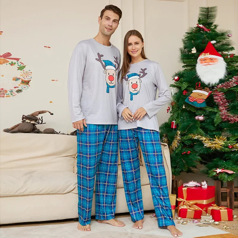 Xmas Gift Mom Daughter Dad Son Matching Pajamas Set Baby Romper Family Christmas Pjs Soft Cute Elk Print Sleepwear Holiday Look