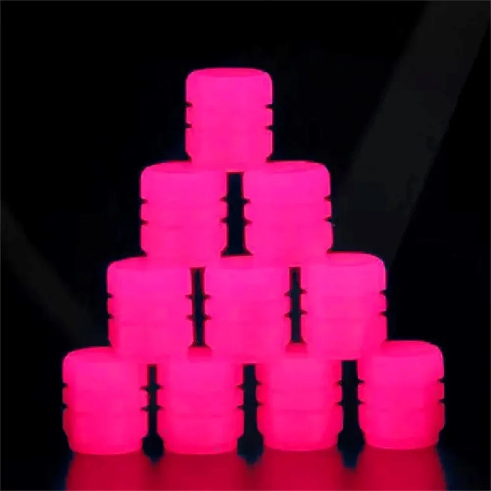 Led Tire Valve Caps Motorcycle Bike Wheel Nozzle Dustproof Tire Valve Stem Fluorescent Night Glowing Car Decor