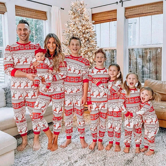 2025 Winter Christmas Look Wear All Elk Print Family Matching Outfits Mom Daughter Dad Son Pajamas Set Baby Romper Pjs Xmas Gift