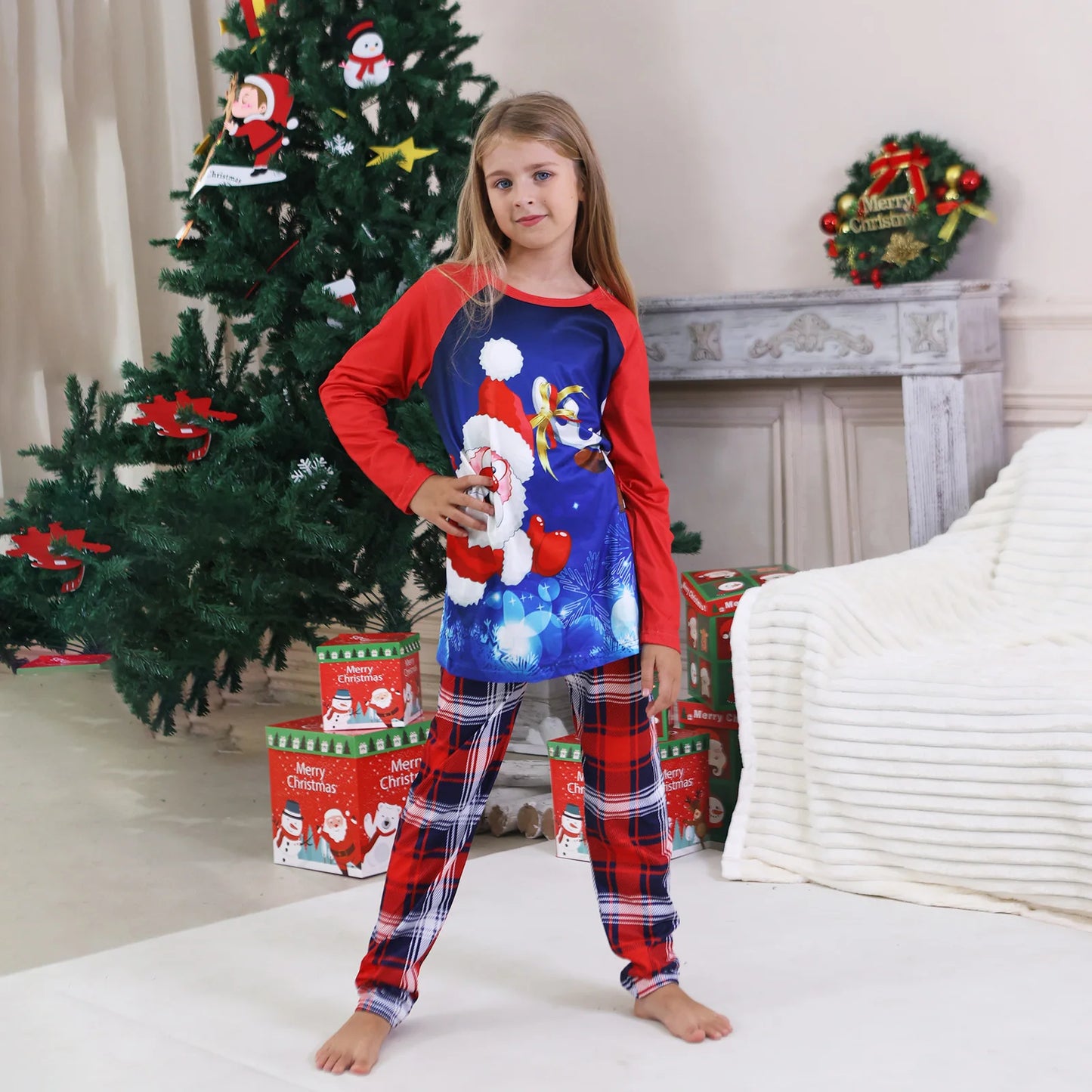 Family Christmas Pajamas Set Santa Elk Print Mother Father Kids Matching Outfits 2 Pieces Suit Sleepwear Baby Romper Xmas Look
