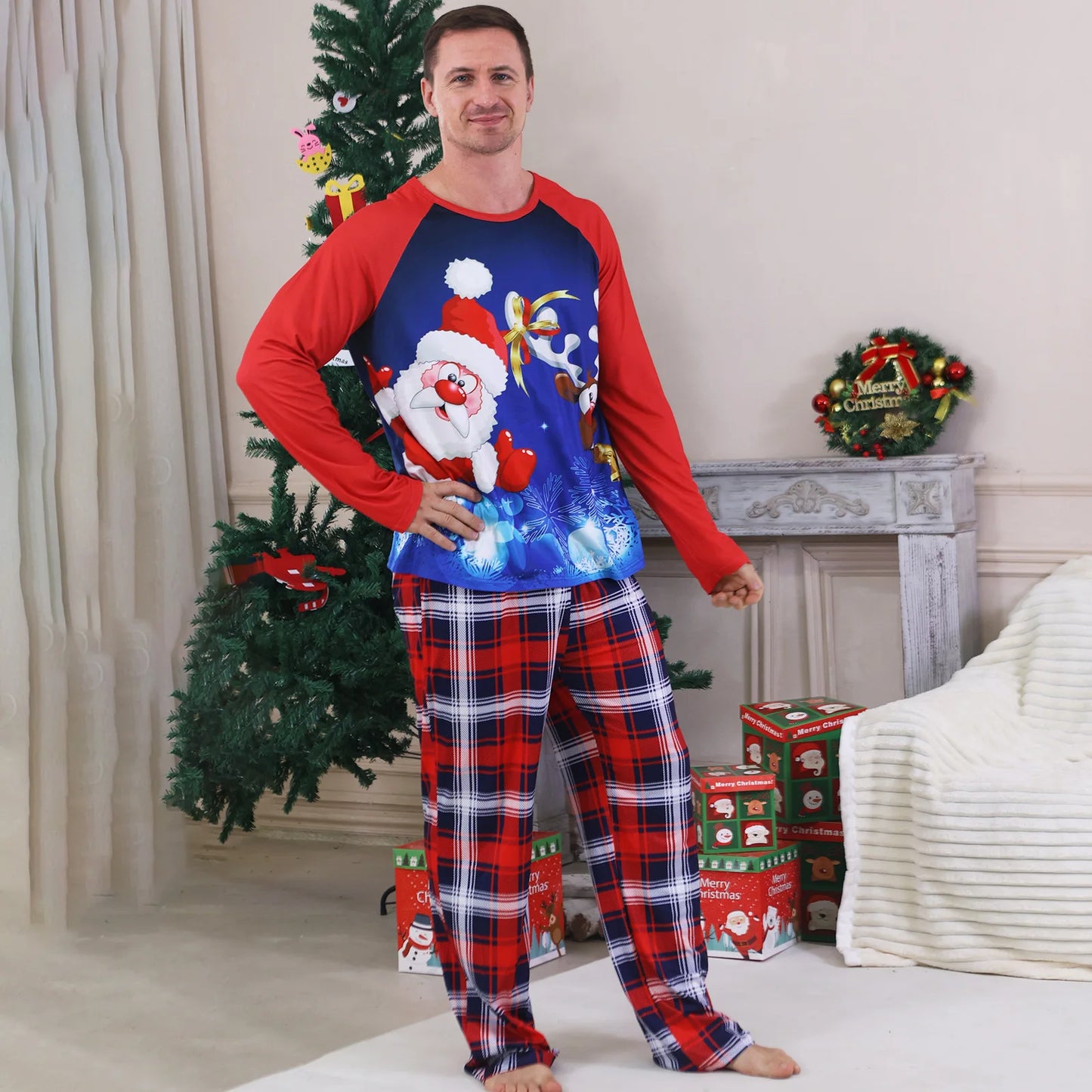 Family Christmas Pajamas Set Santa Elk Print Mother Father Kids Matching Outfits 2 Pieces Suit Sleepwear Baby Romper Xmas Look