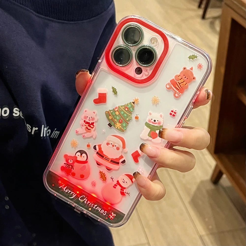 Christmas Elk Snowman Santa Claus Phone Case For iPhone 11 12 13 14 15 16 17 Pro Max Air Plus Cover