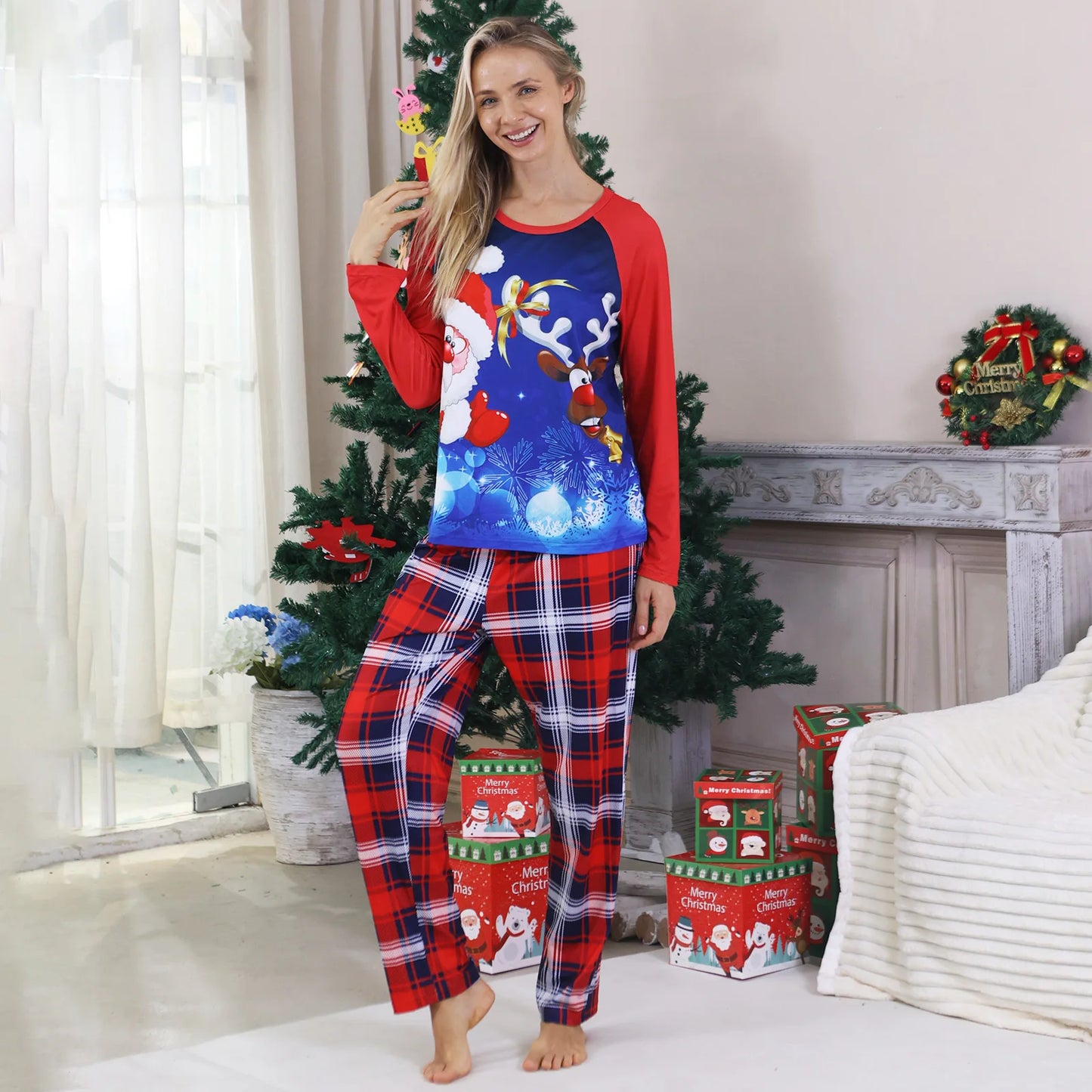 Family Christmas Pajamas Set Santa Elk Print Mother Father Kids Matching Outfits 2 Pieces Suit Sleepwear Baby Romper Xmas Look