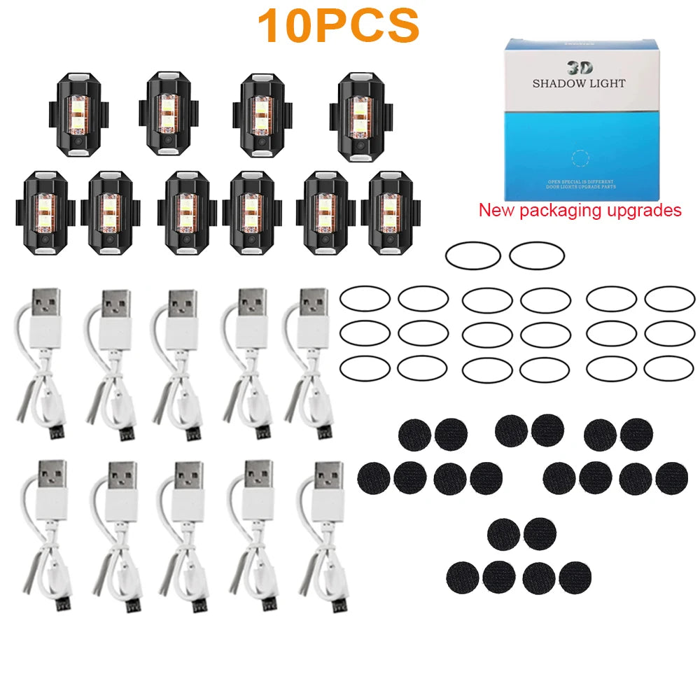 Motorcycle Light Drone Strobe Light 7 Color Mini USB LED Anti-Collision Bike Aircraft Night Flying Flashing Warning Signal Light