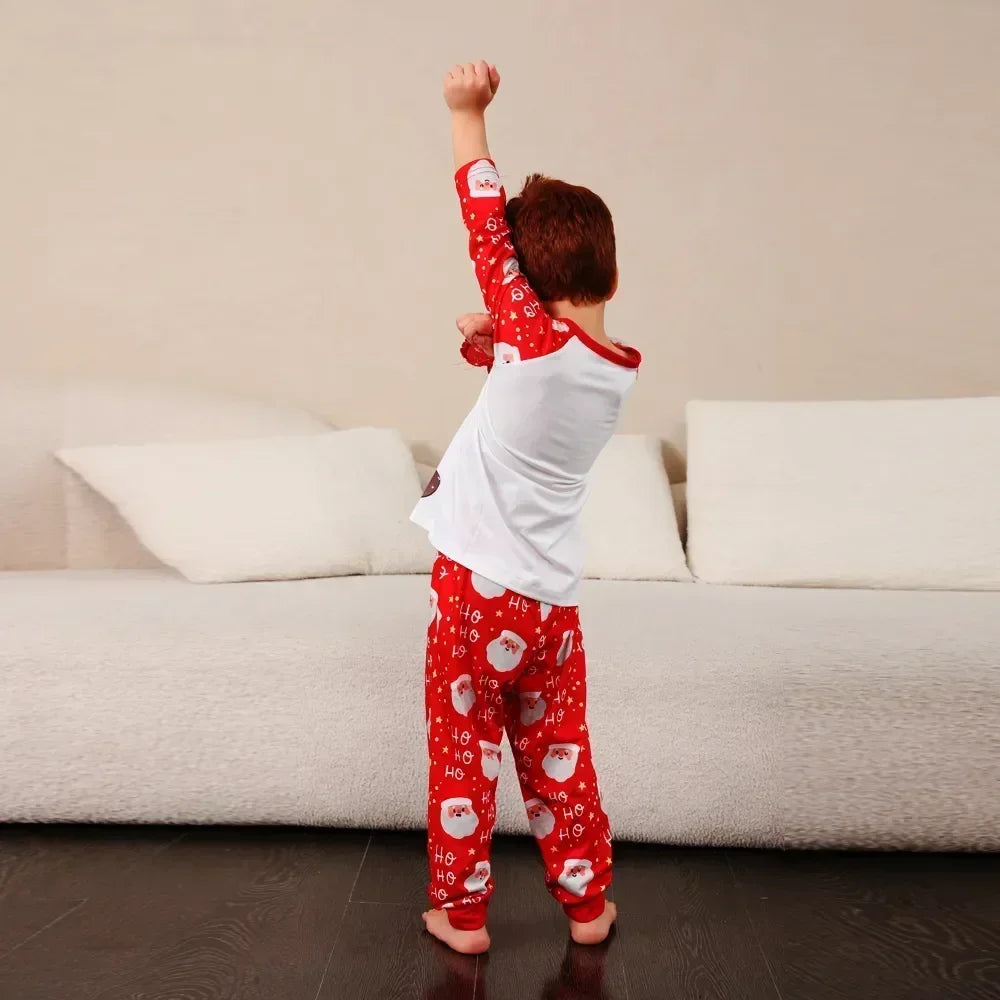 New Family Christmas Pyjamas Cartoon Elk Print Adults Kids Matching Clothing Set Full Sleeve 2 Pieces Suit Xmas Sleepwear