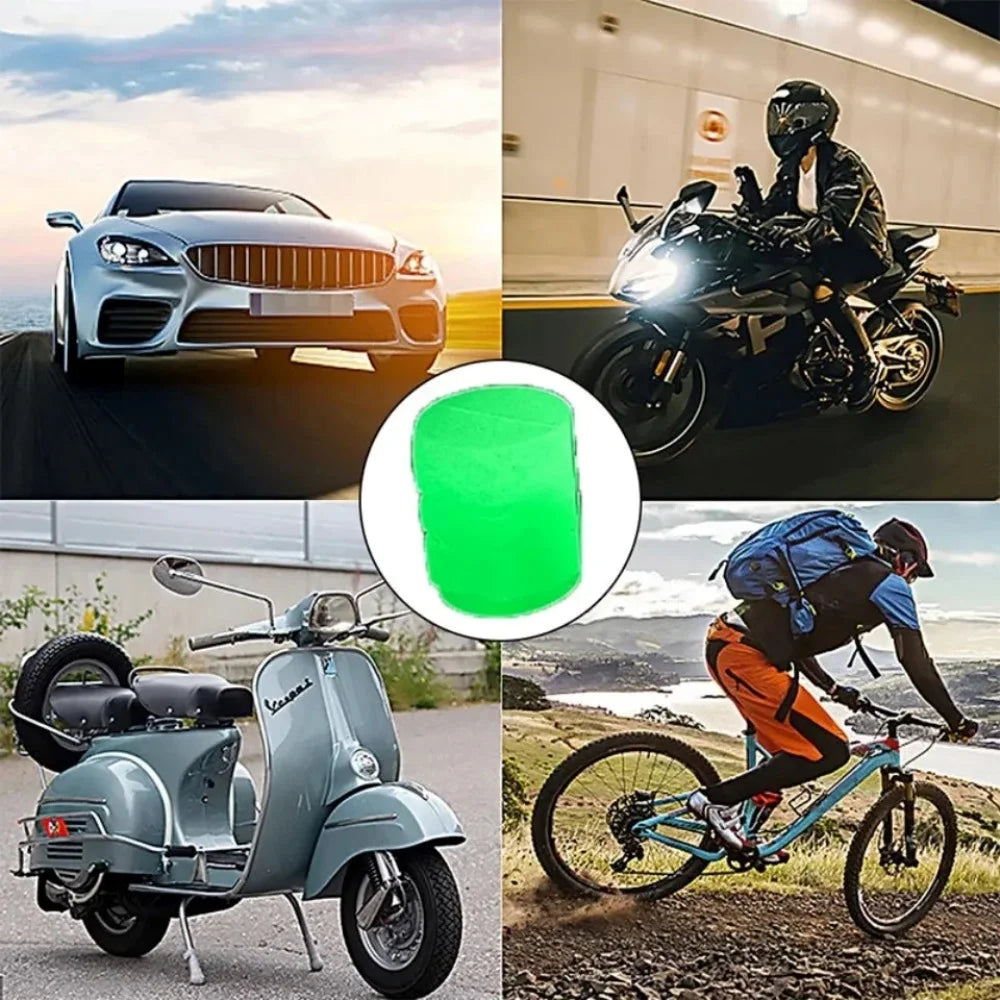 Led Tire Valve Caps Motorcycle Bike Wheel Nozzle Dustproof Tire Valve Stem Fluorescent Night Glowing Car Decor