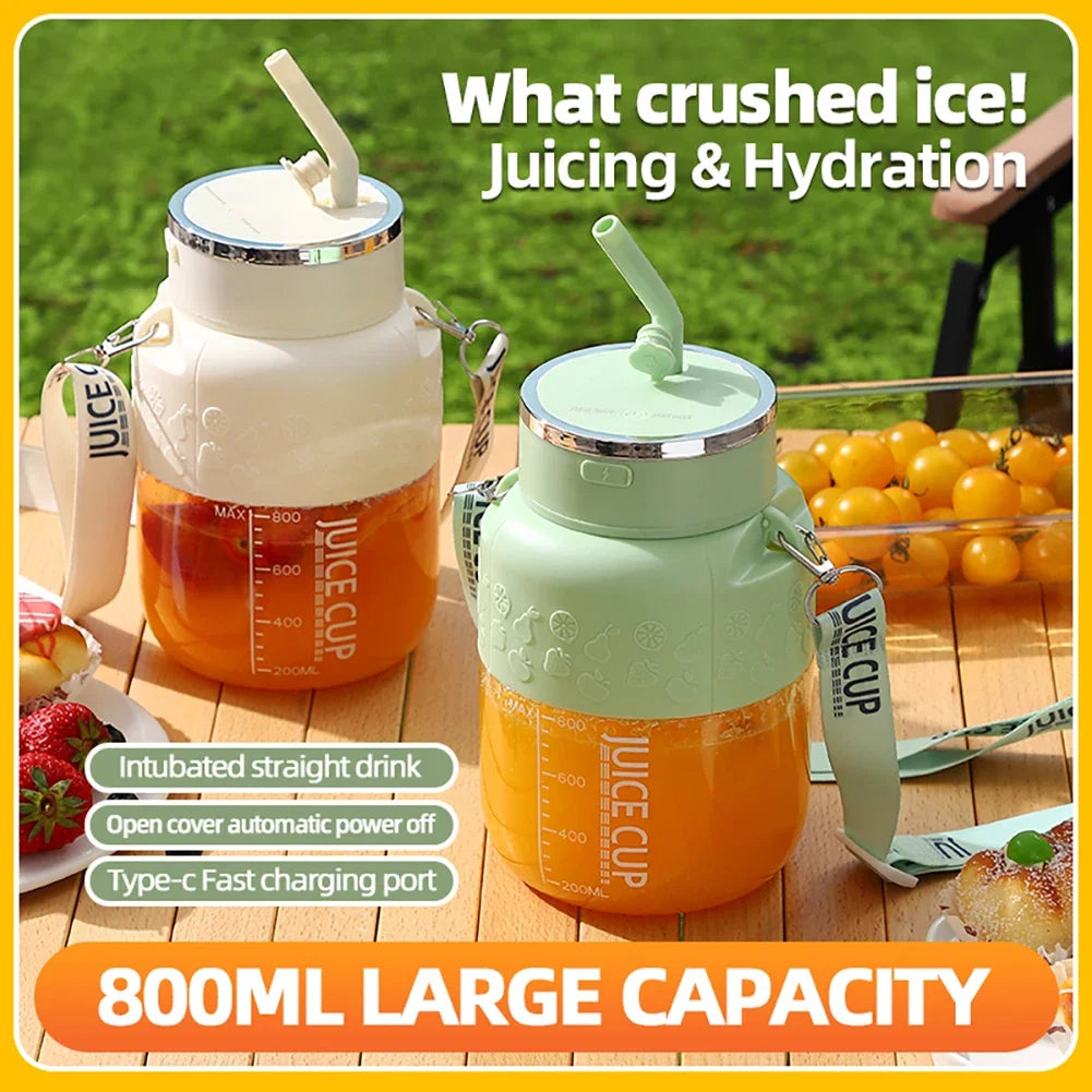 Wireless Portable Juicing Bucket Electric 800ml Sports Cup Fresh Fruit Juicer With Large Capacity and 10 Stainless Steel Blades