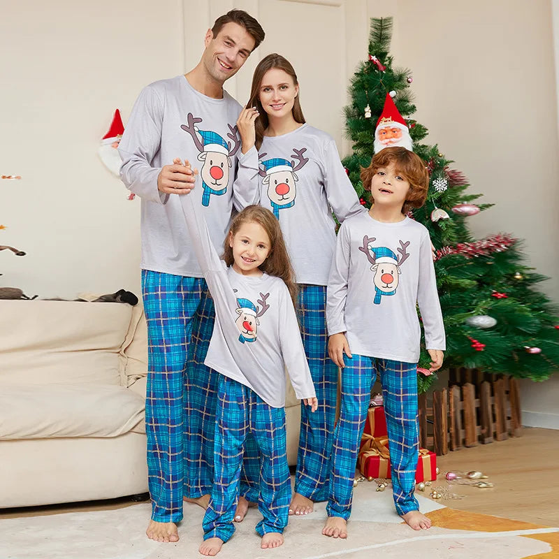 Xmas Gift Mom Daughter Dad Son Matching Pajamas Set Baby Romper Family Christmas Pjs Soft Cute Elk Print Sleepwear Holiday Look