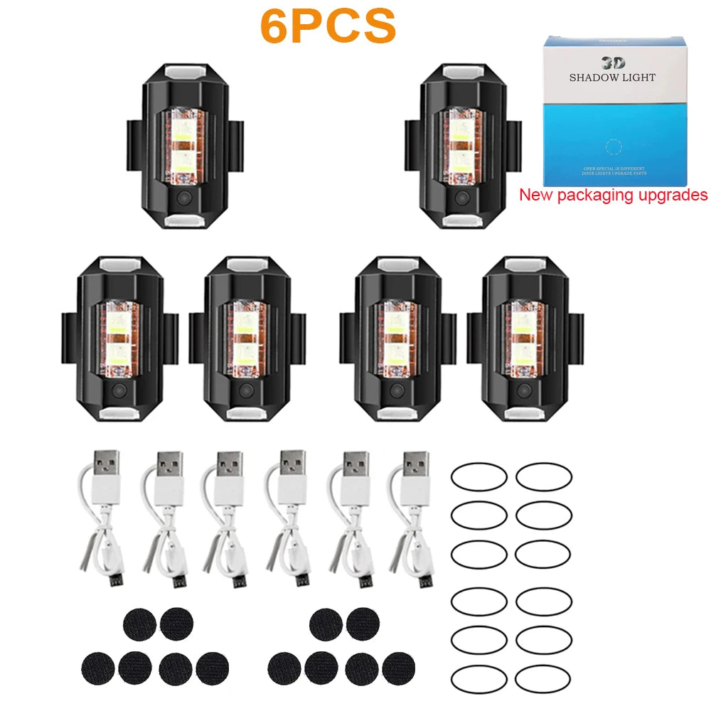 Motorcycle Light Drone Strobe Light 7 Color Mini USB LED Anti-Collision Bike Aircraft Night Flying Flashing Warning Signal Light