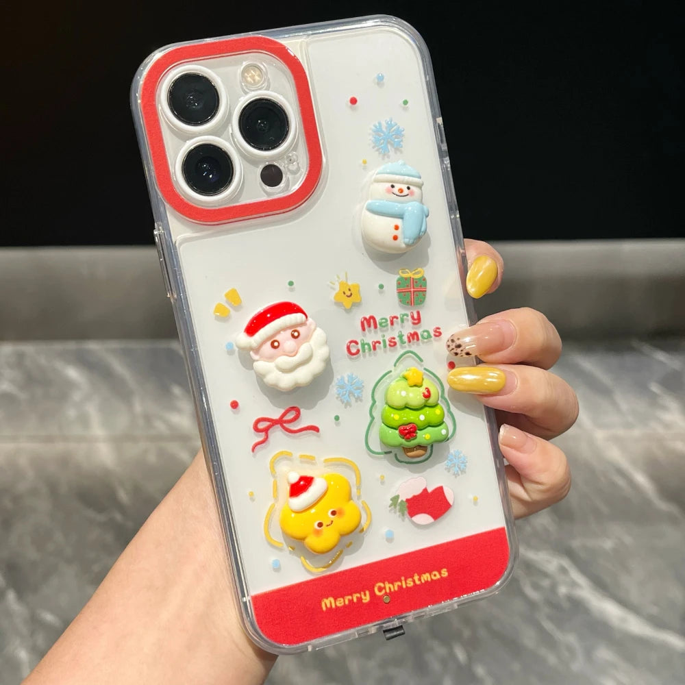 Christmas Elk Snowman Santa Claus Phone Case For iPhone 11 12 13 14 15 16 17 Pro Max Air Plus Cover