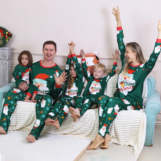 2026 New Year's Costume Family Matching Pajamas Set Santa Claus Print Sleepwear Mom Dad Kids 2 Pieces Suit Baby Romper Xmas Look